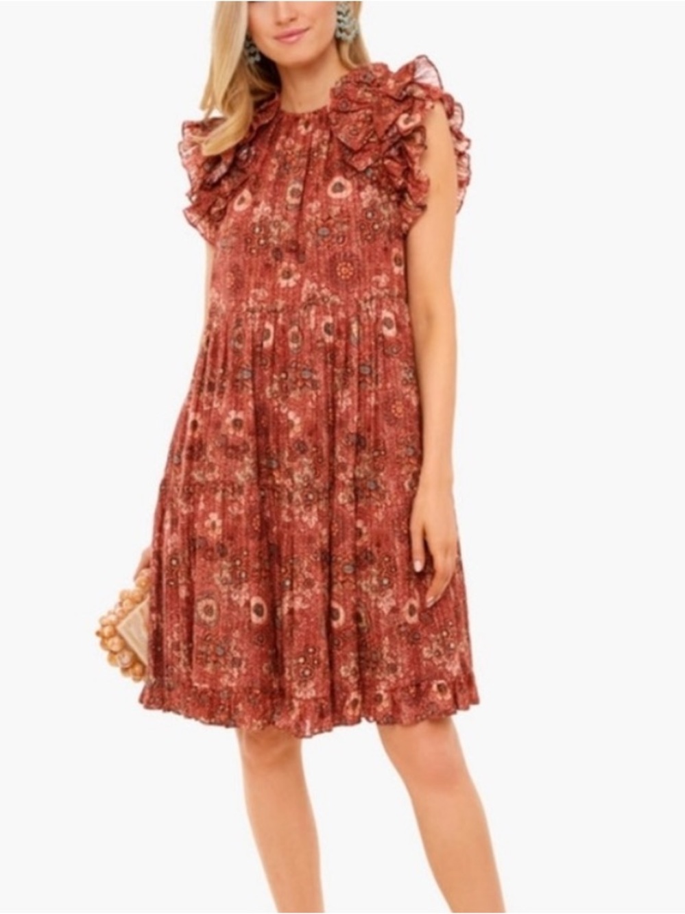 Ulla Johnson Rust Floral Ruffle Tiered Adele Dress NWT